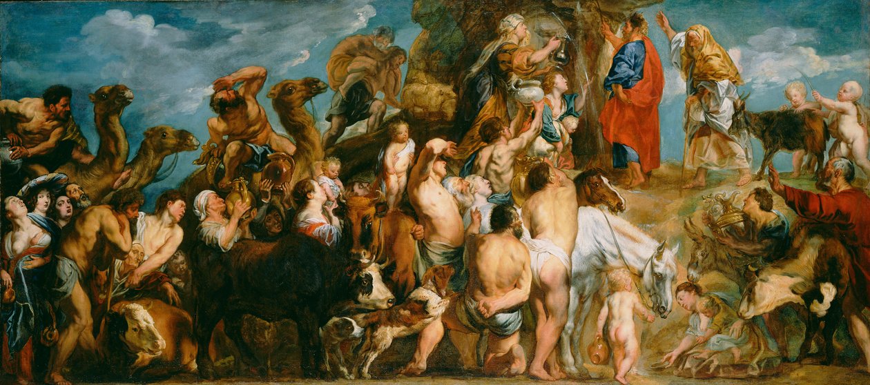 Mooses lyö vettä kalliosta tekijältä Jacob Jordaens