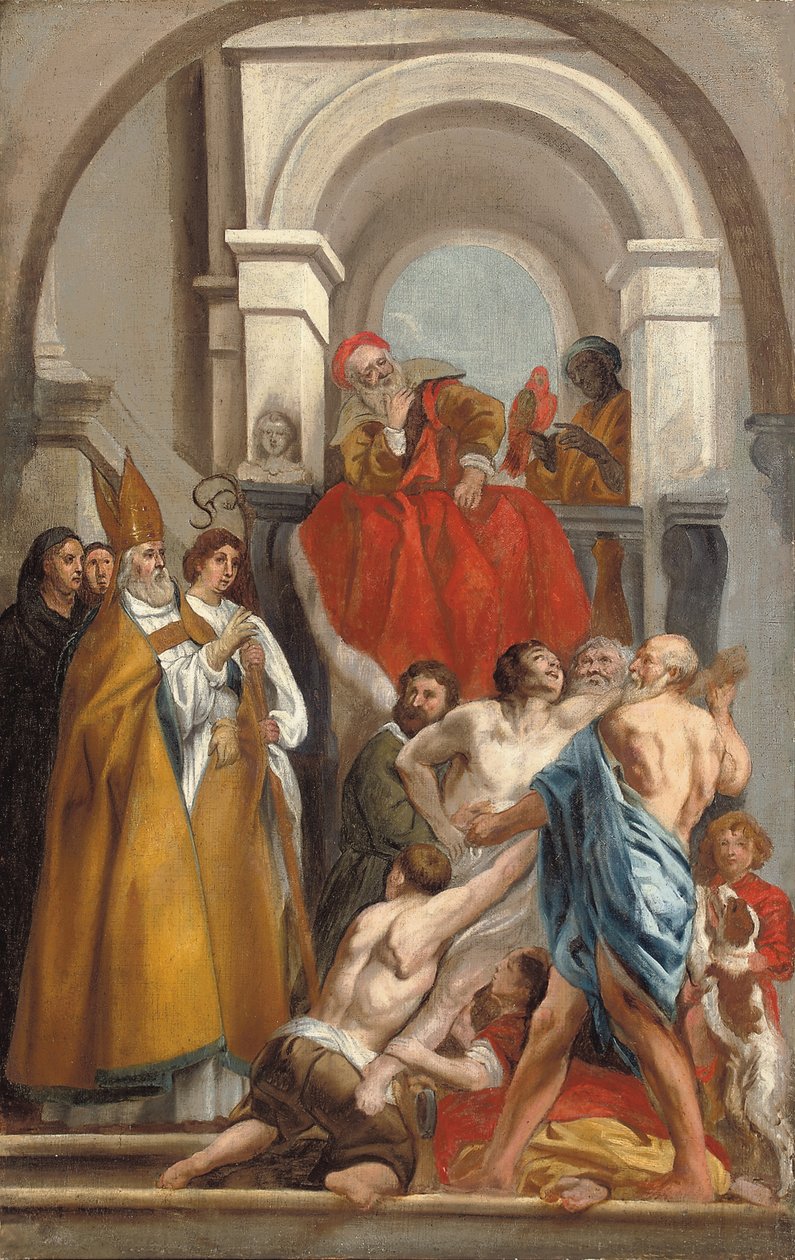 Pyhä Martin parantamassa riivattua miestä tekijältä Jacob Jordaens