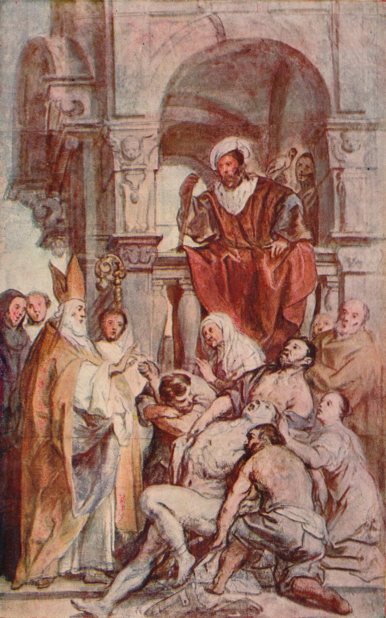 Pyhä Martinus parantaa riivattua miestä, n. 1600-luku, 1903 tekijältä Jacob Jordaens