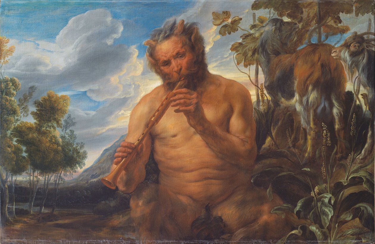 Satyyri soittaa piippua (Jupiterin lapsuus) (katkelma) tekijältä Jacob Jordaens