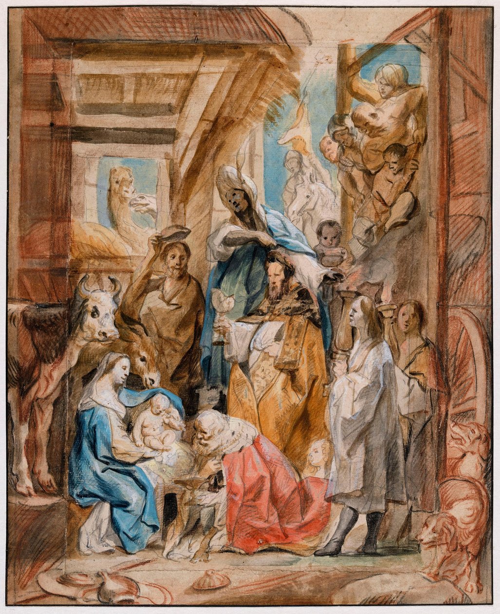 Tietäjien kumarrus tekijältä Jacob Jordaens