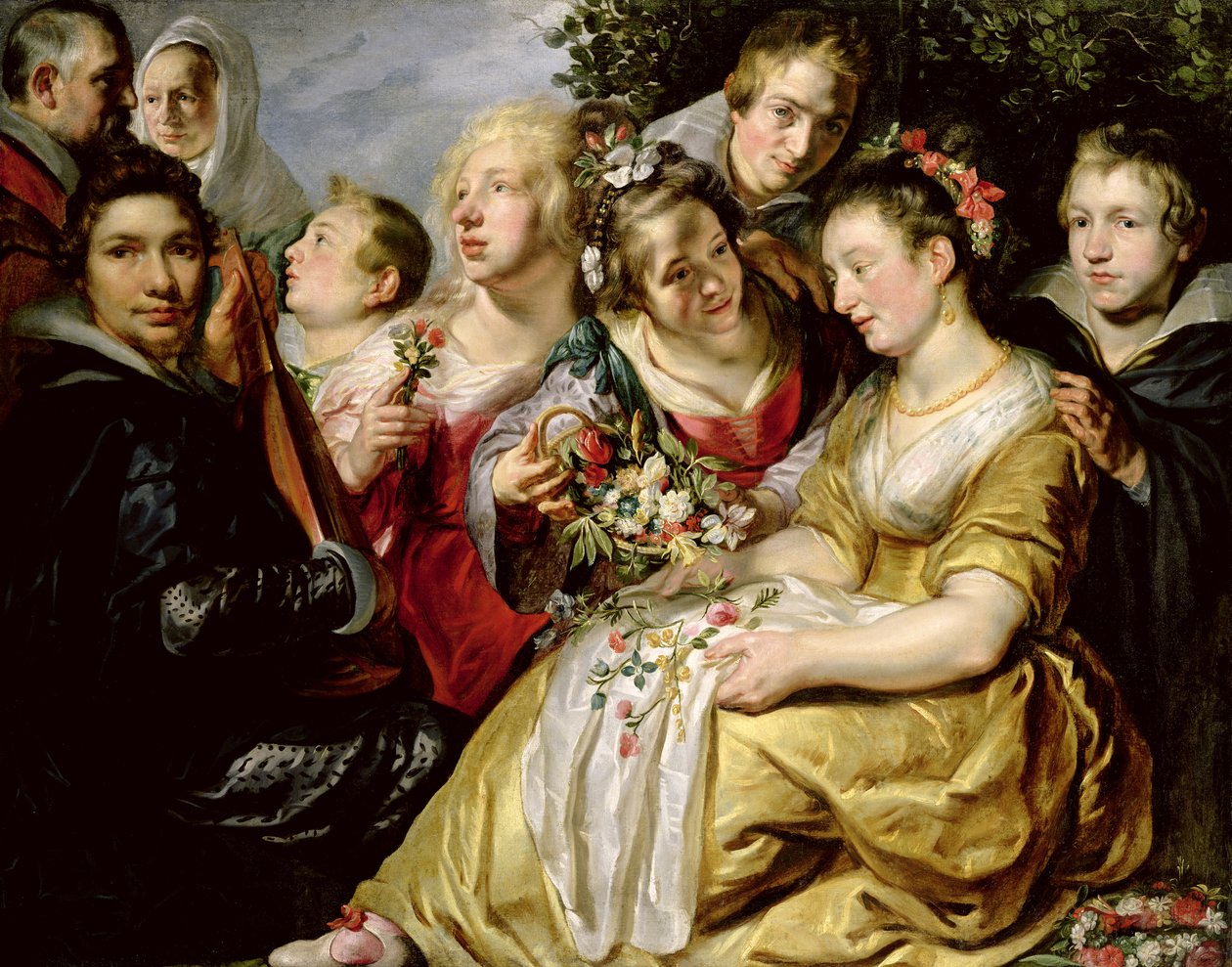 Taiteilija anoppinsa Adam Van Noortin perheen kanssa, n. 1616 tekijältä Jacob Jordaens