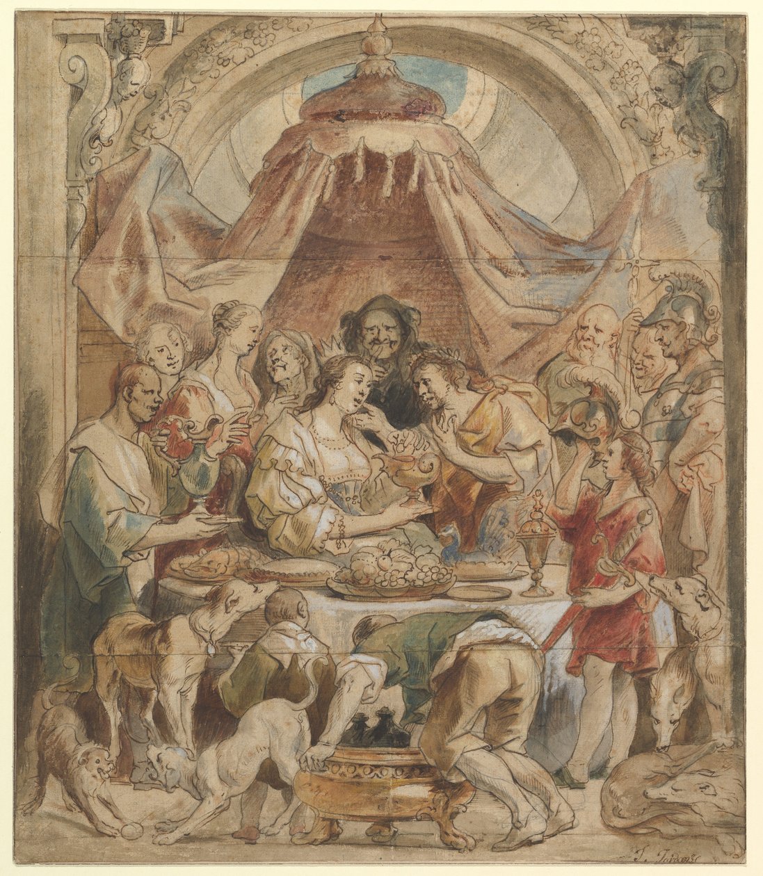 Antonion ja Kleopatran juhla-ateria tekijältä Jacob Jordaens