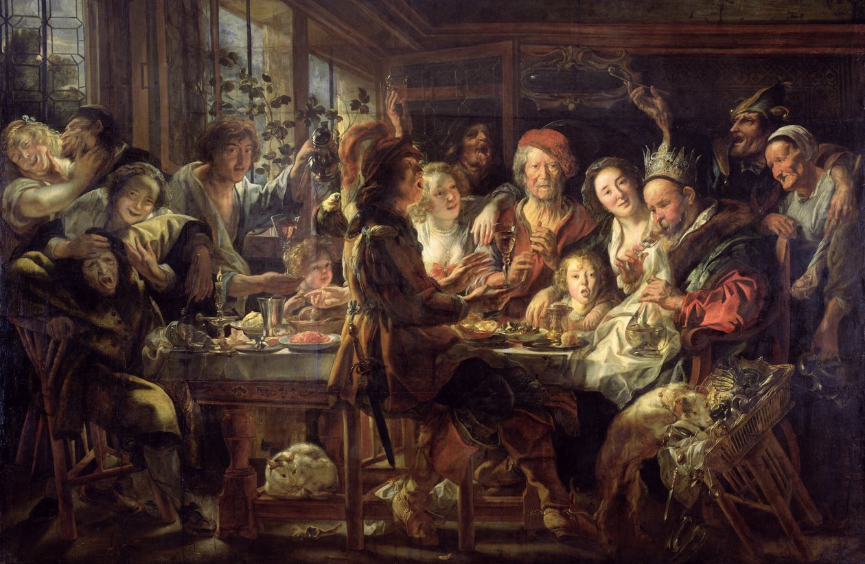Papujuhla (Kuningas juo) 1637-38 tekijältä Jacob Jordaens