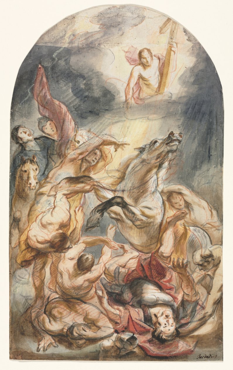 Saulin kääntymys Kristuksen ja ristin kanssa tekijältä Jacob Jordaens