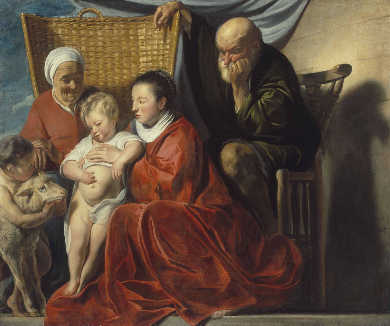 Pyhä perhe Annan ja pojan Johanneksen kanssa tekijältä Jacob Jordaens