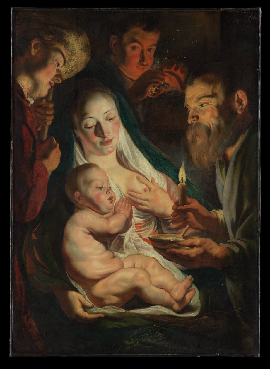 Pyhä perhe ja paimenet tekijältä Jacob Jordaens