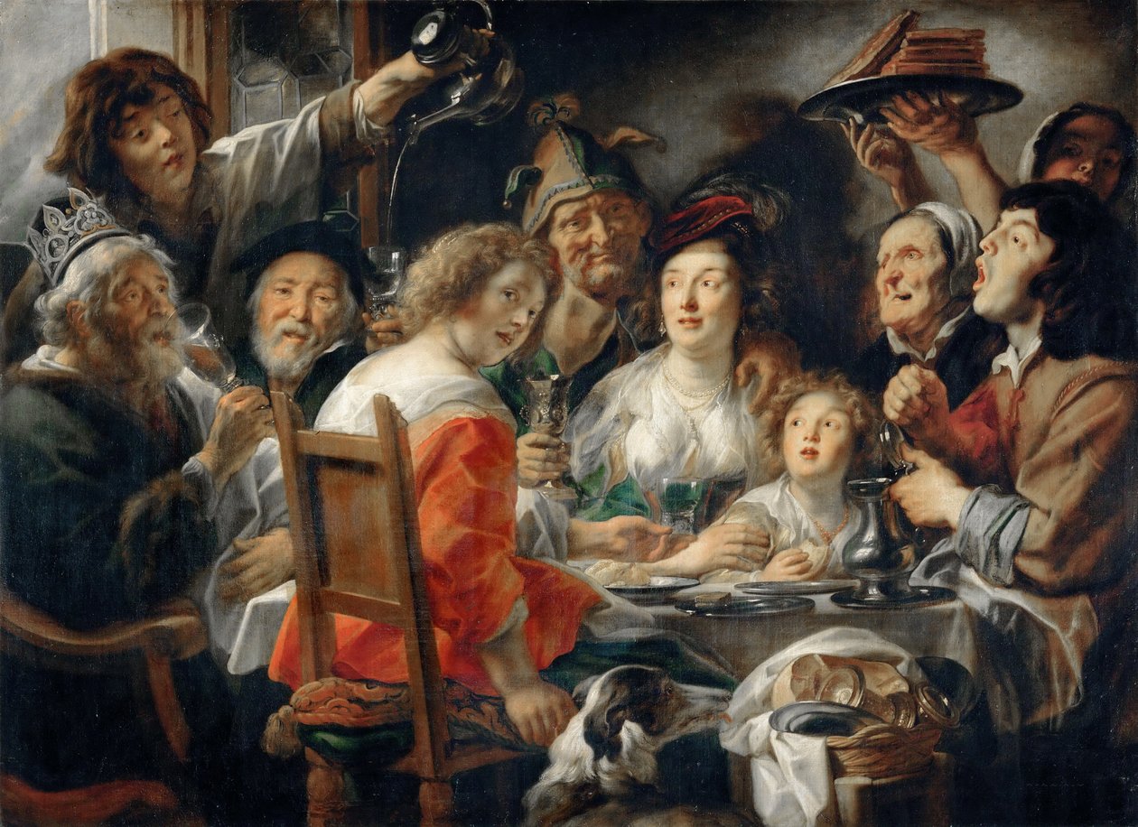 Kuningas juo, eli perheen ateria loppiaisena tekijältä Jacob Jordaens