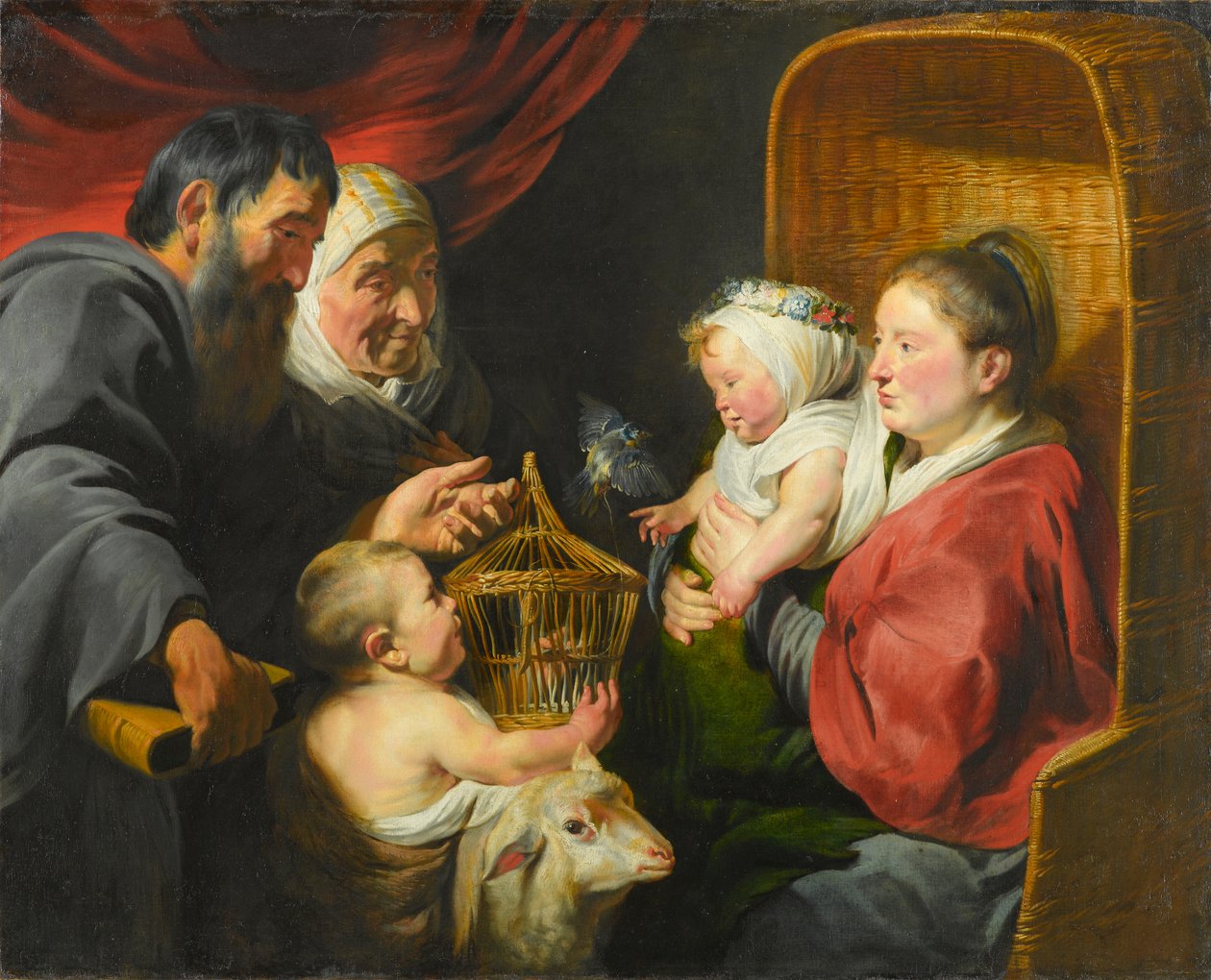 Neitsyt ja lapsi St. Johnin ja hänen vanhempiensa kanssa, n. 1617-1618 tekijältä Jacob Jordaens