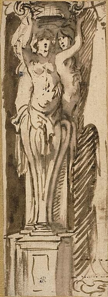 Kolme karyatidia tukemassa koria tekijältä Jacob Jordaens