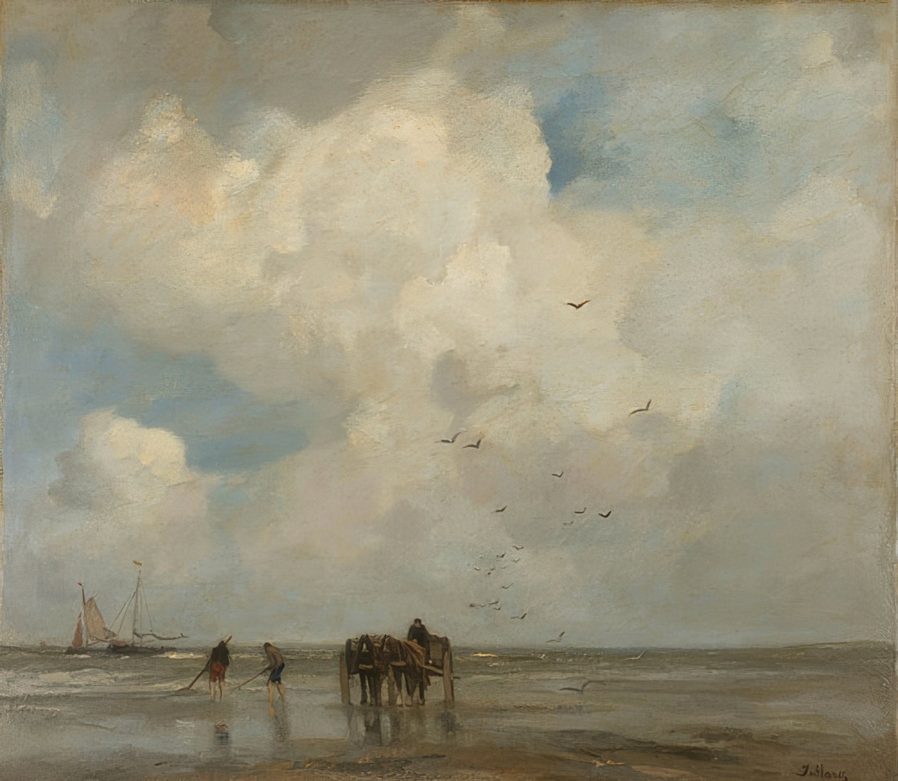 Muschelfischer (äyriäiset). 1885 tekijältä Jacob Henricus or Hendricus Maris