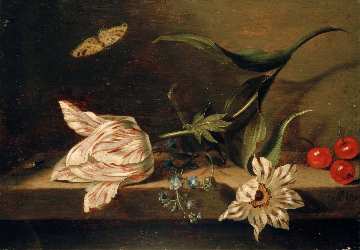 Stillleben mit Blumen auf einer Tischplatte tekijältä Jacob Marrel