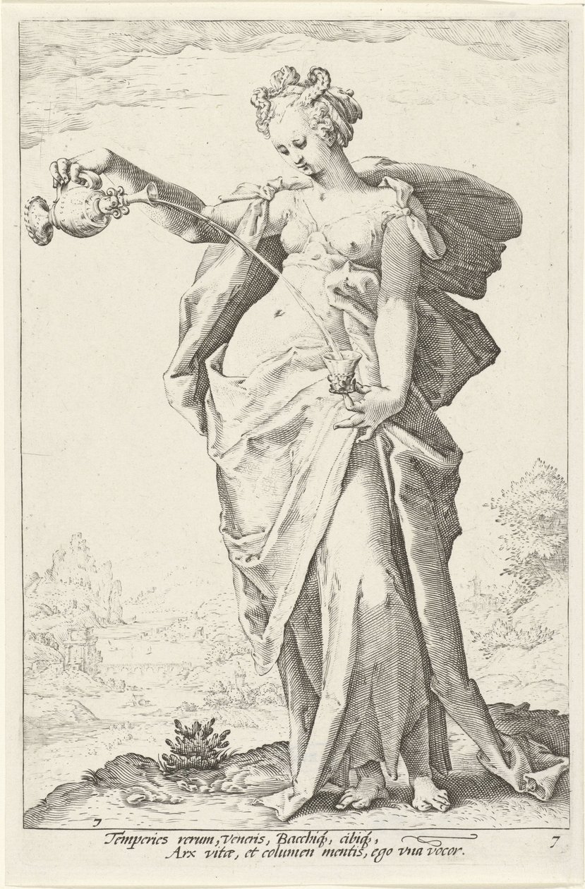 Matigheid (raittius) De Deugden (sarjan nimi) tekijältä Jacob Matham (attributed to)