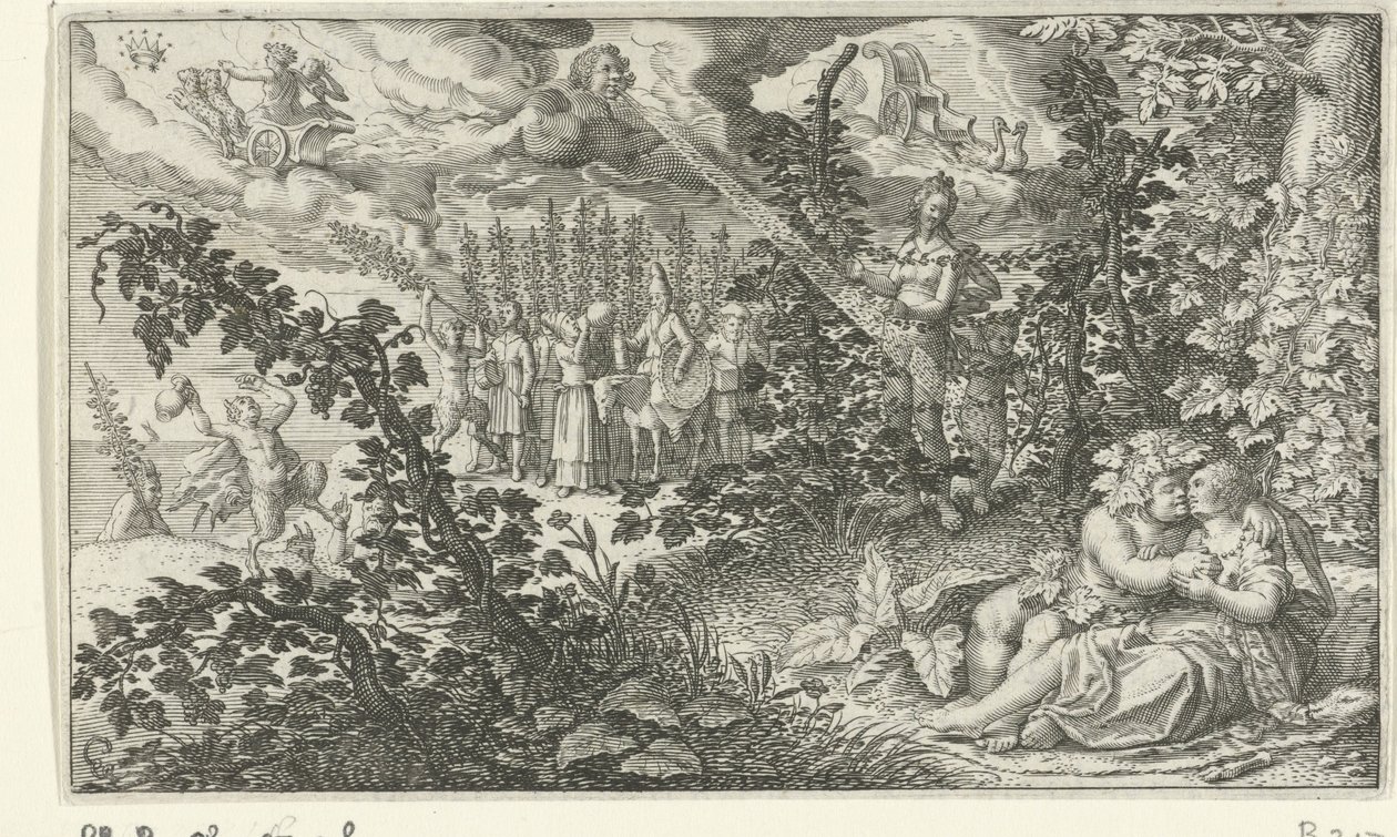 Bacchus ja Ariadne rakastajina tekijältä Jacob Matham