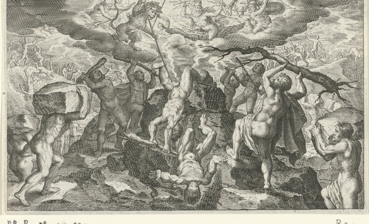 Bacchus auttaa voittamaan titaanit tekijältä Jacob Matham