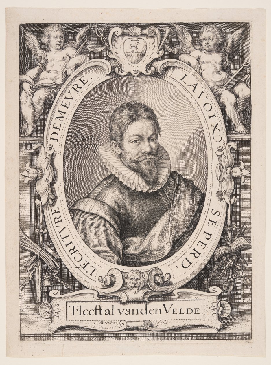 Jan van de Velde vanhempi, kalligrafi Haarlemissa. tekijältä Jacob Matham