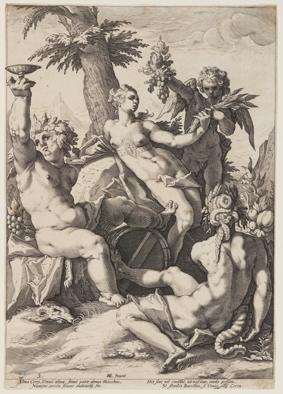 Venus, Bacchus ja Ceres tekijältä Jacob Matham