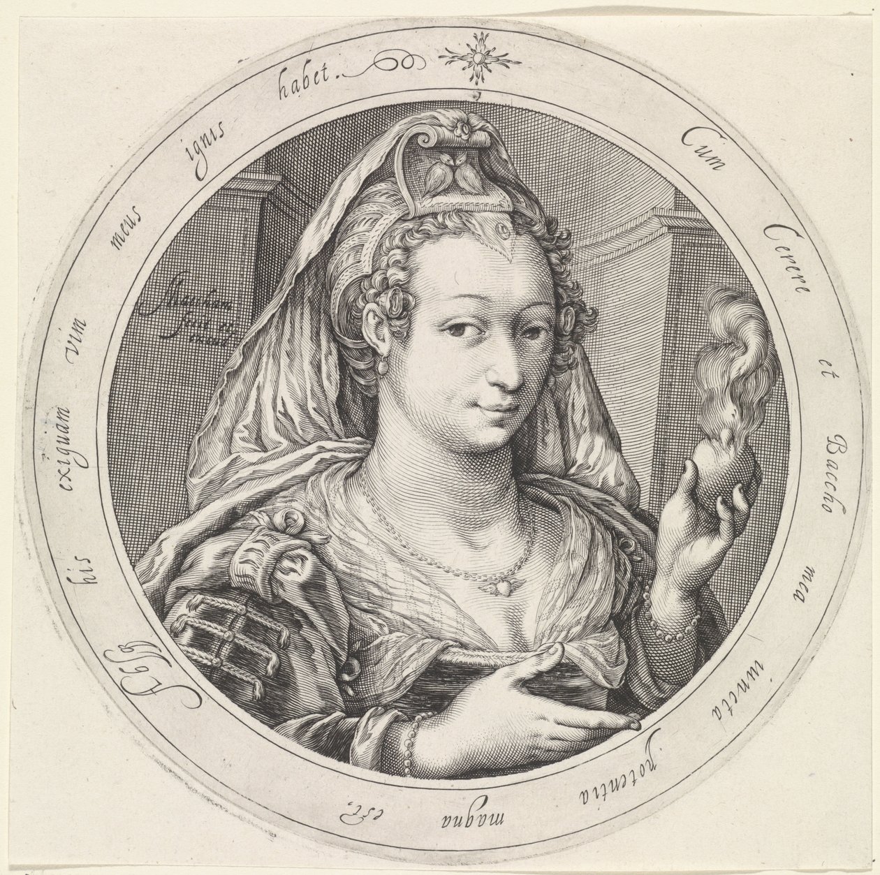 Venus palavalla sydämellä Venus, Bacchus ja Ceres (sarjan nimi) tekijältä Jacob Matham