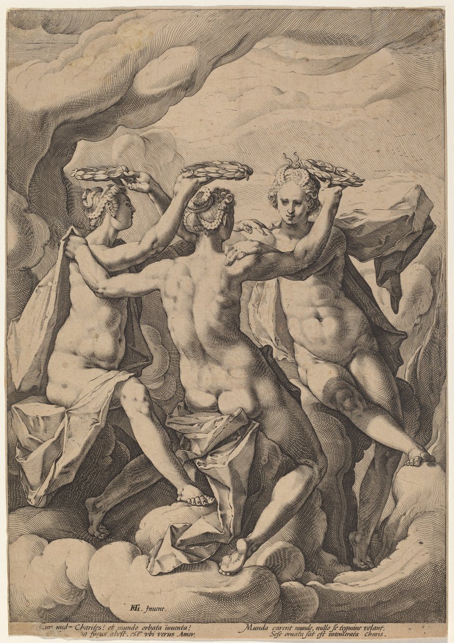 Kolme armoa tekijältä Jacob Matham, after Hendrick Goltzius