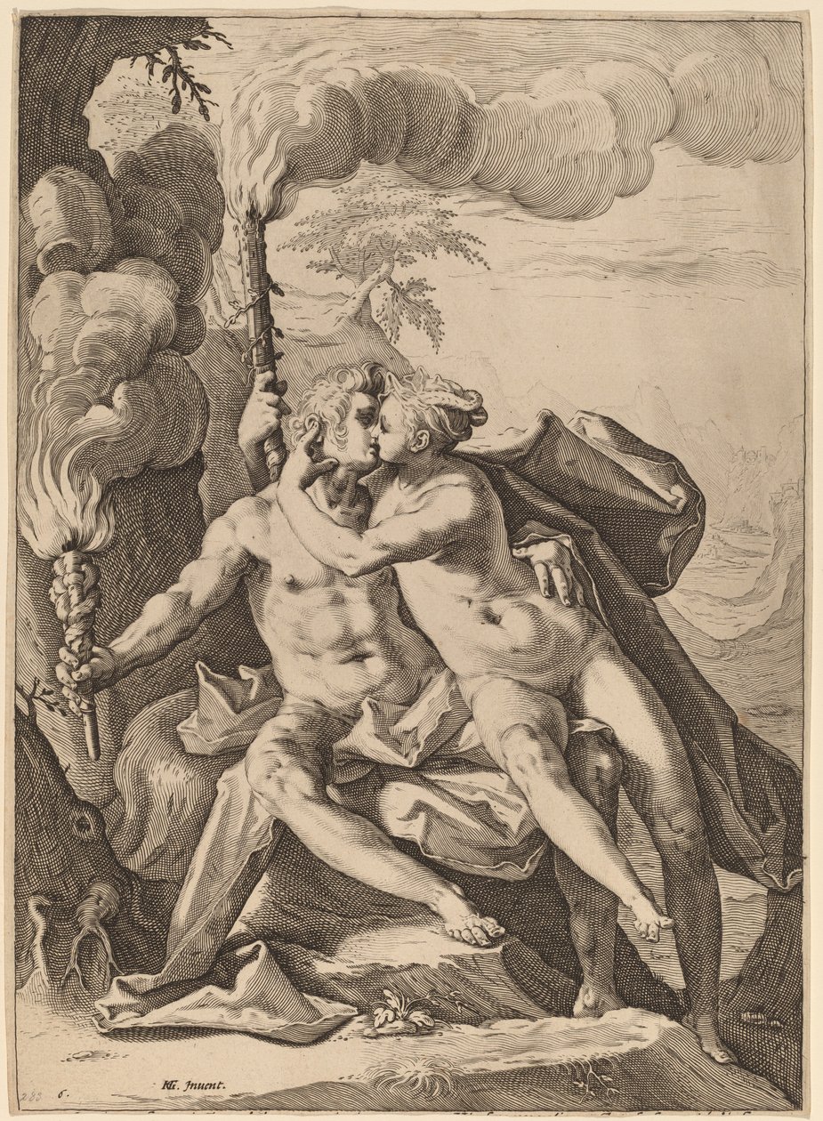 Eros ja Anteros tekijältä Jacob Matham after Hendrik Goltzius