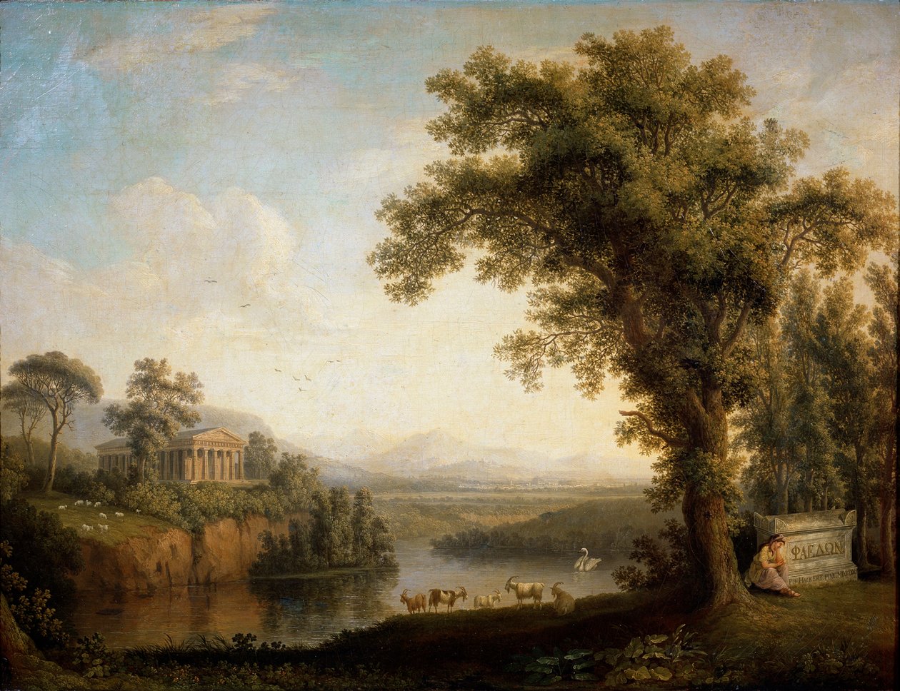 "Antiikkimaisema ja Phaethonin hauta", 1785. tekijältä Jacob Philip Hackert