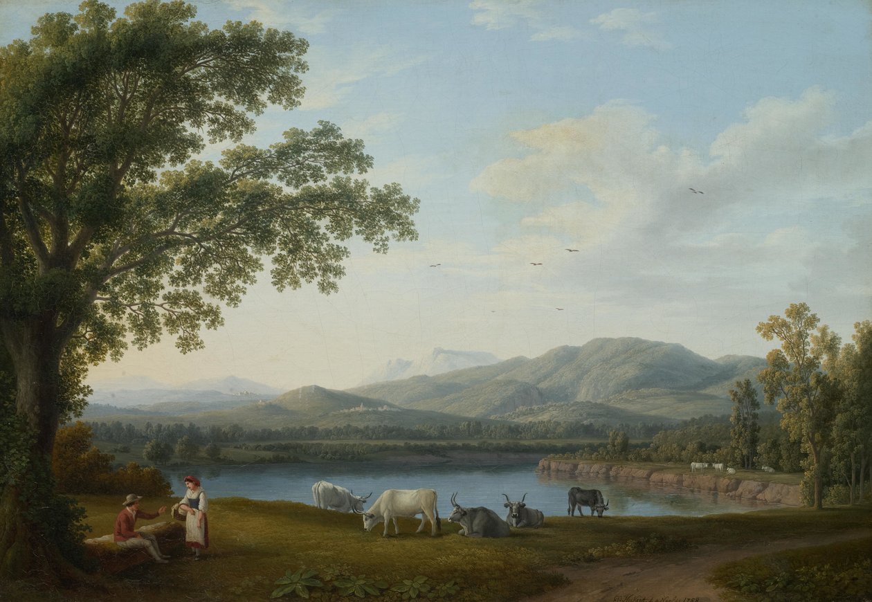 Näkymä Sele-joelle ja Monti Alburni -vuoristoon

Alkuperäinen nimi Blick auf den Sele und das Massiv der Monti Alburni tekijältä Jacob Philipp Hackert
