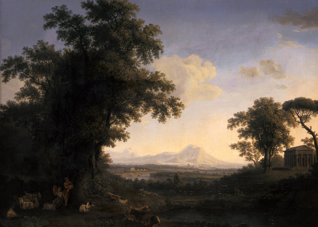 Arkadian maisema, 1829 tekijältä Jacob Philippe Hackert
