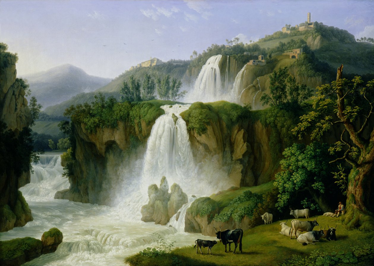 Vesiputous Tivolissa, 1785 tekijältä Jacob Philippe Hackert