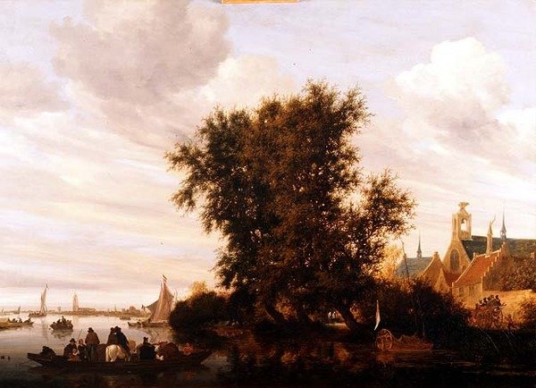 Maas lähellä Gorkumia tekijältä Jacob Salomonsz. (circle of) Ruysdael