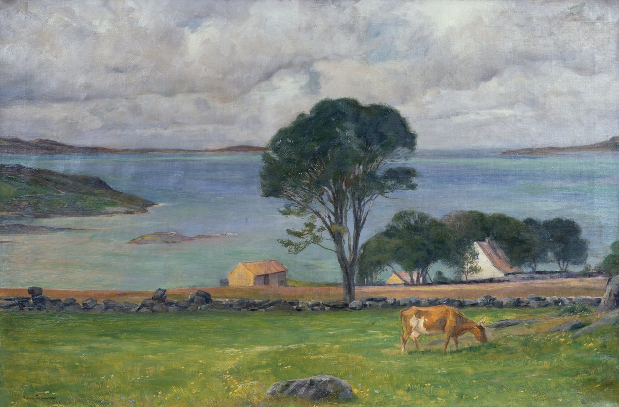 Lehmät maisemassa tekijältä Jacob Sømme