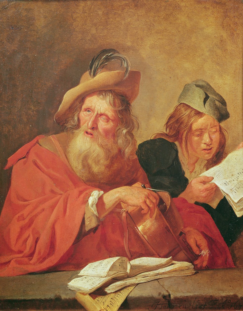 The Hurdy-Gurdy Player, 1678 tekijältä Jacob Toorenvliet