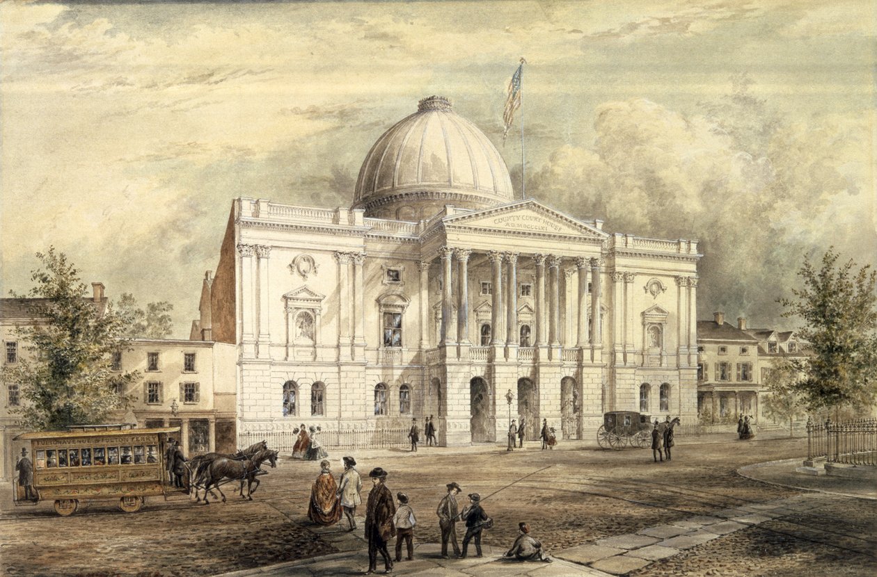 County Court House, Brooklyn, 1863 (wc paperilla) tekijältä Jacob Wells