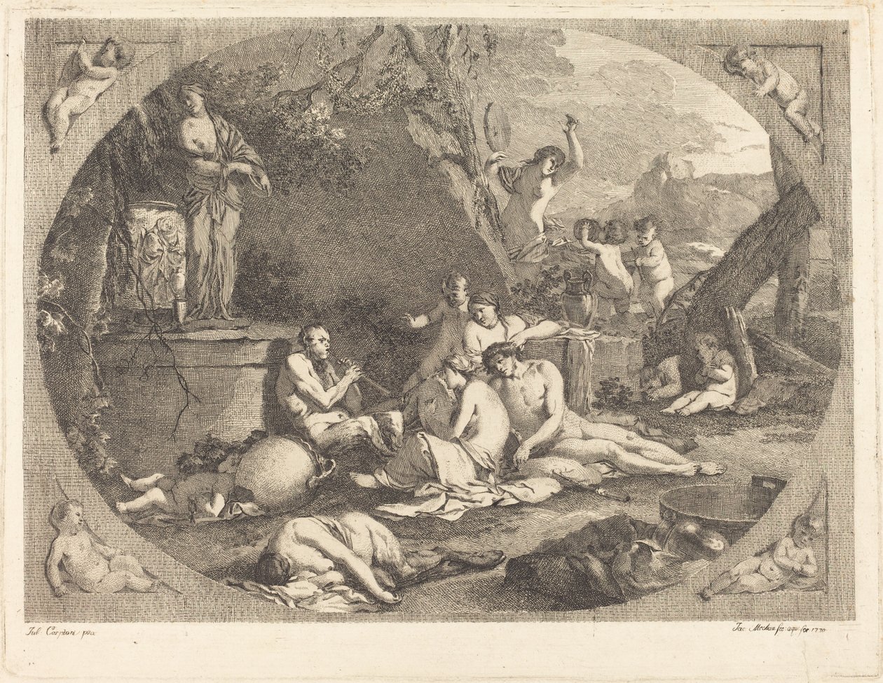 bakkanaalit tekijältä Jacob Wilhelm Mechau after Giulio Carpioni