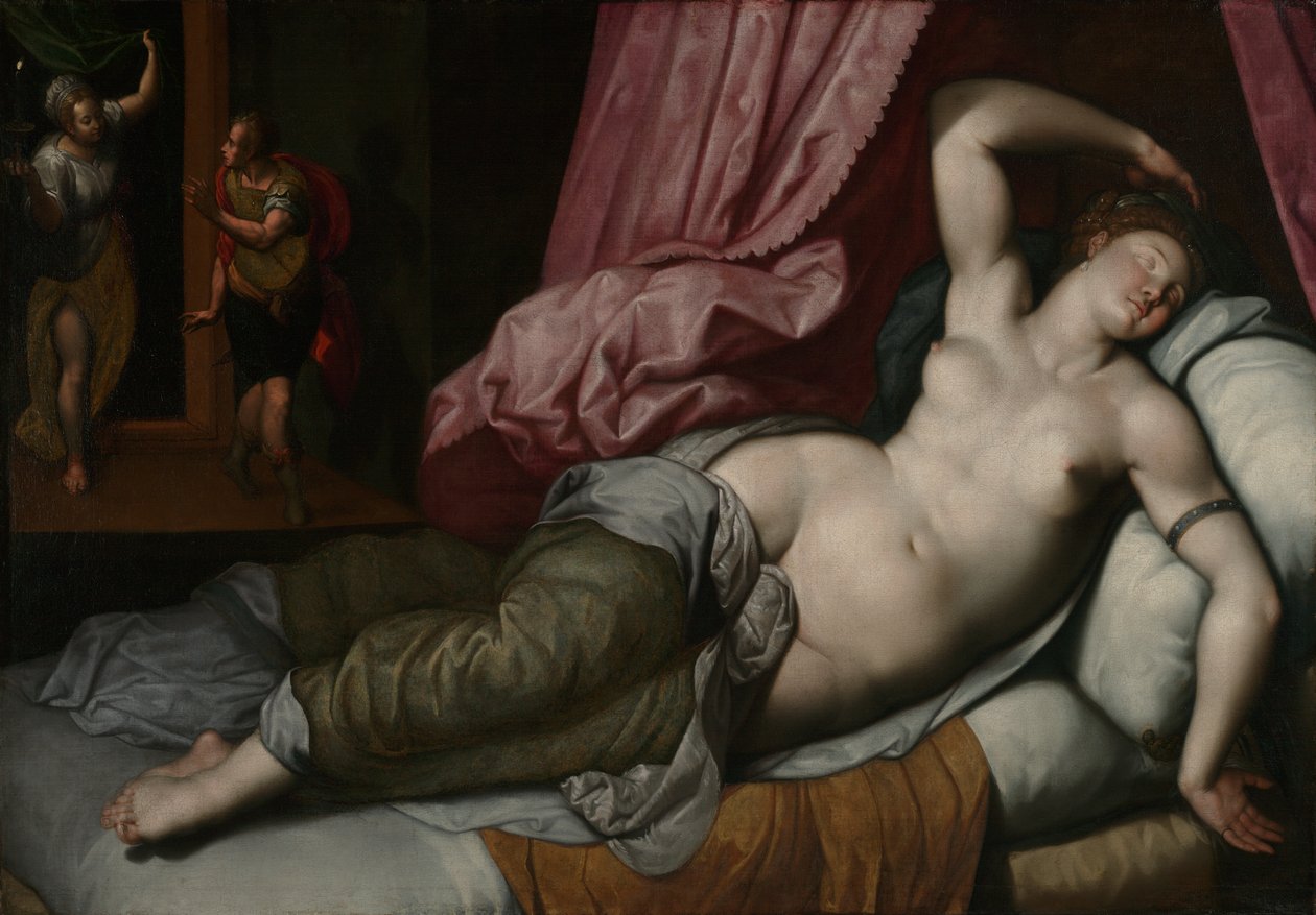 Pariisin ottaminen Helenan makuuhuoneeseen, n. 1585-1590 tekijältä Jacob de Backer