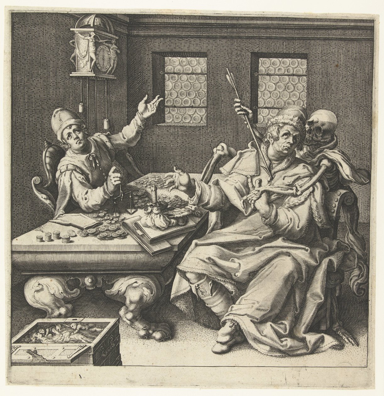 Rahanpainot ja kuolema tekijältä Jacob de Gheyn (II) (workshop of)