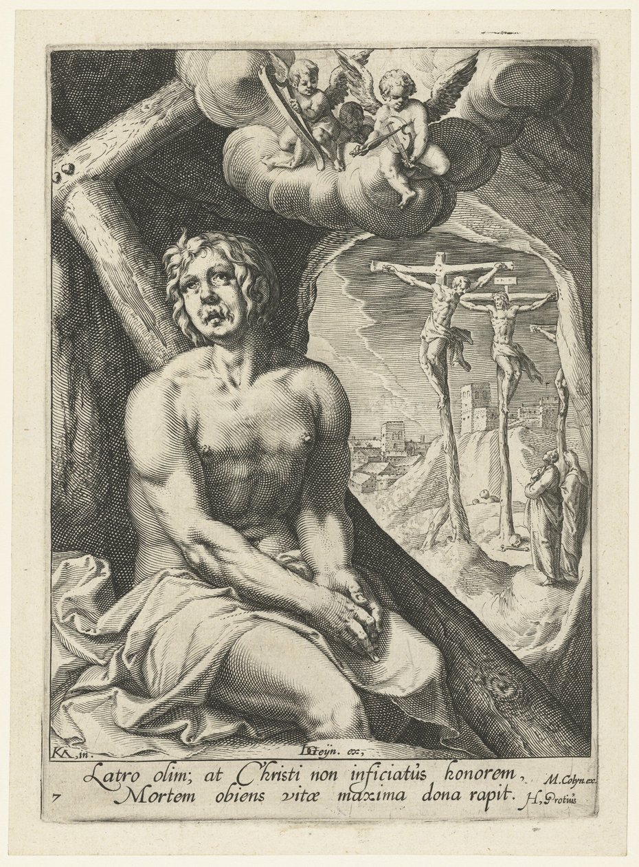 Hyvä murhaaja katuvana syntisenä Kahdeksan katuvaa syntistä Vanhasta ja Uudesta testamentista (sarjan nimi) tekijältä Jacob de Gheyn (II) (workshop of)