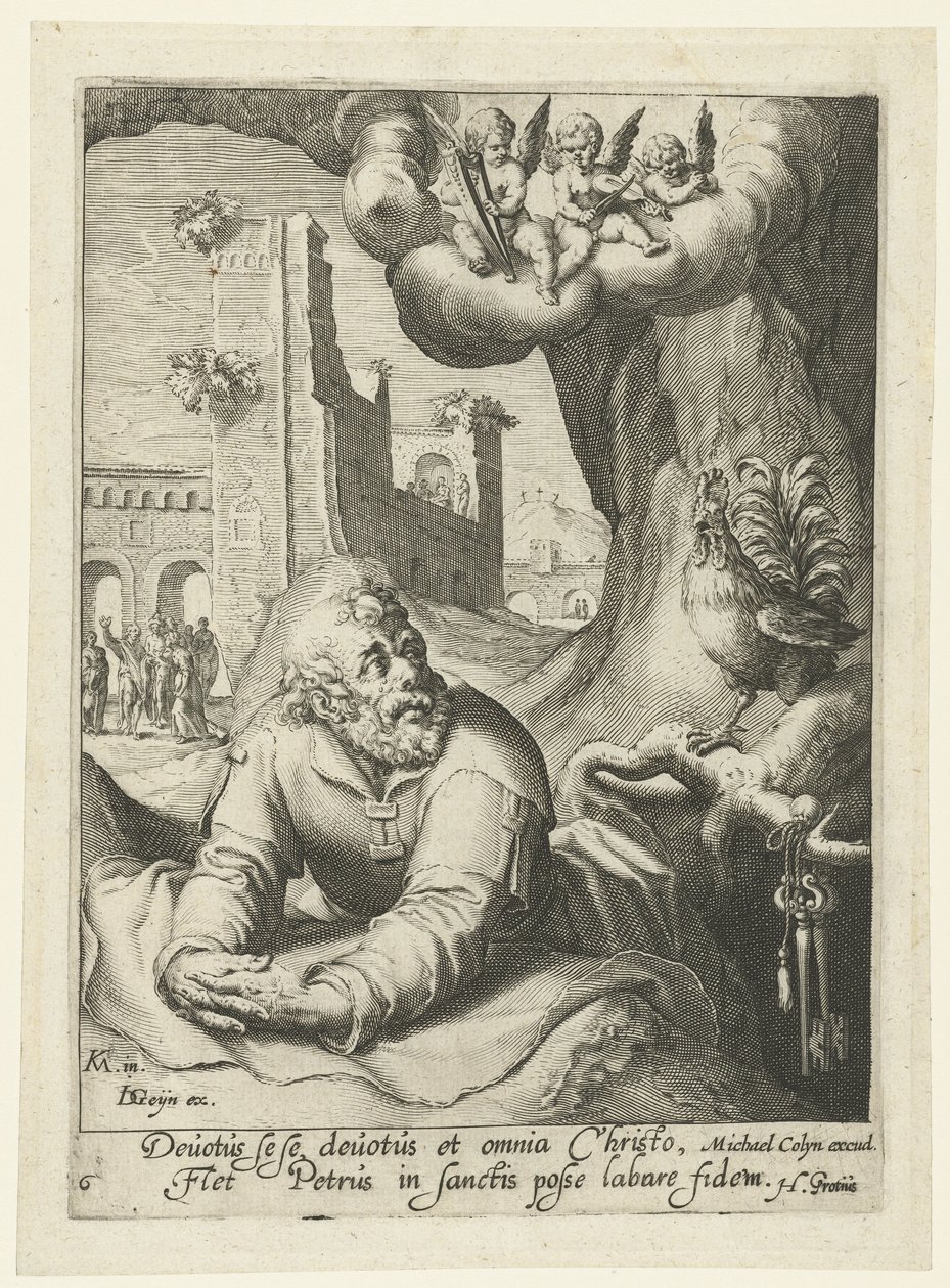 Pietari katuvana syntisenä Kahdeksan katuvaa syntistä Vanhasta ja Uudesta testamentista (sarjan nimi) tekijältä Jacob de Gheyn (II) (workshop of)
