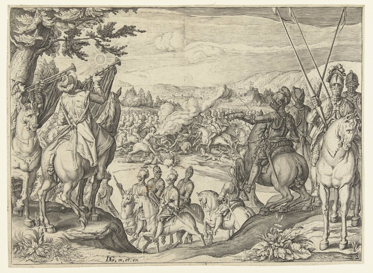 hevosurheilun taistelu Equestrian School (sarjan nimi) tekijältä Jacob de Gheyn (II) (workshop of)