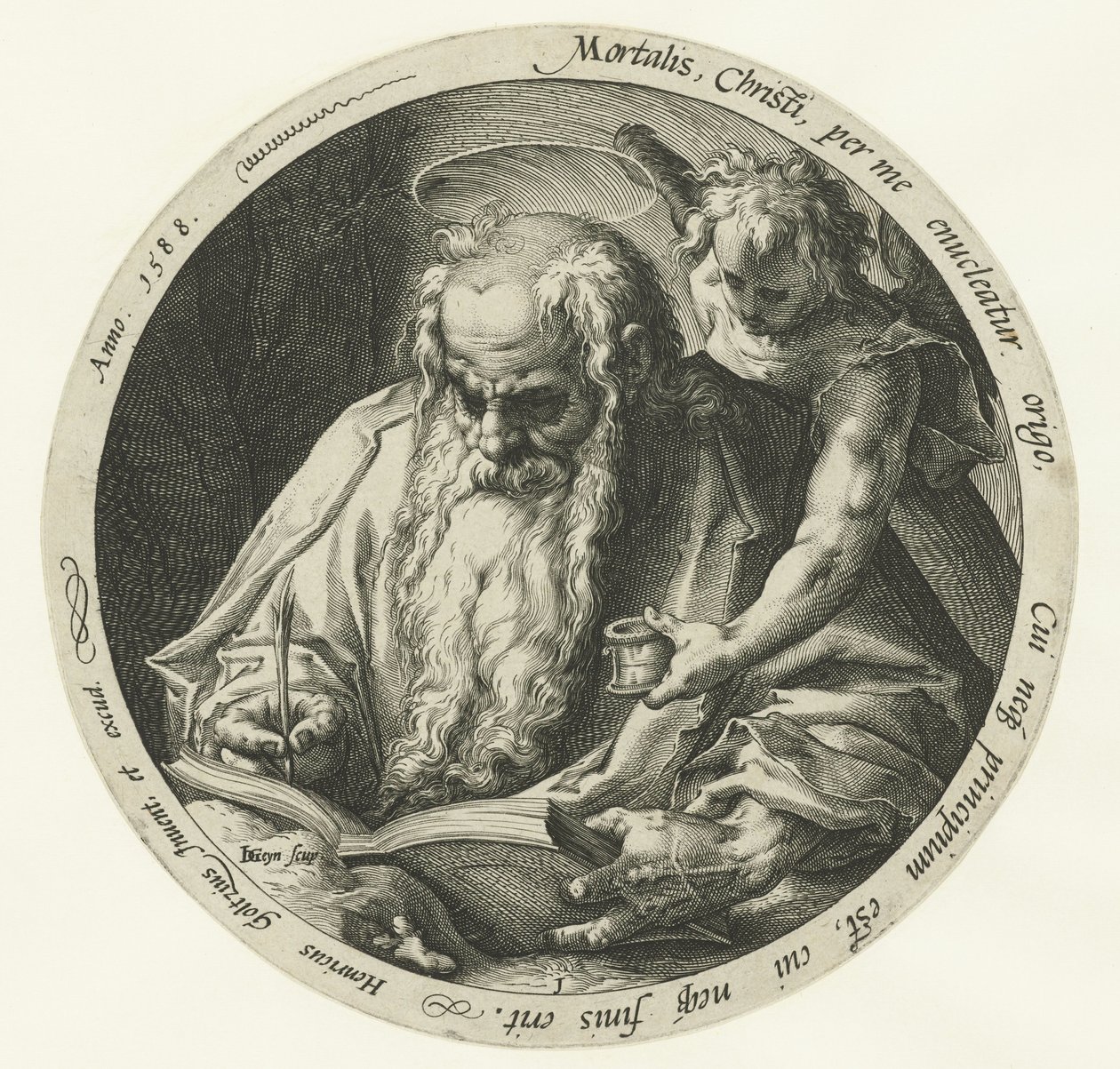 Evankelista Mattheus Neljä evankelistaa (sarjan nimi) tekijältä Jacob de Gheyn (II)