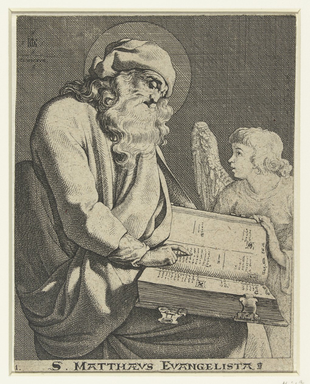 Evankelista Mattheüs S. Matthaeus Evangelista (otsikko esineessä) tekijältä Jacob de Gheyn (III)