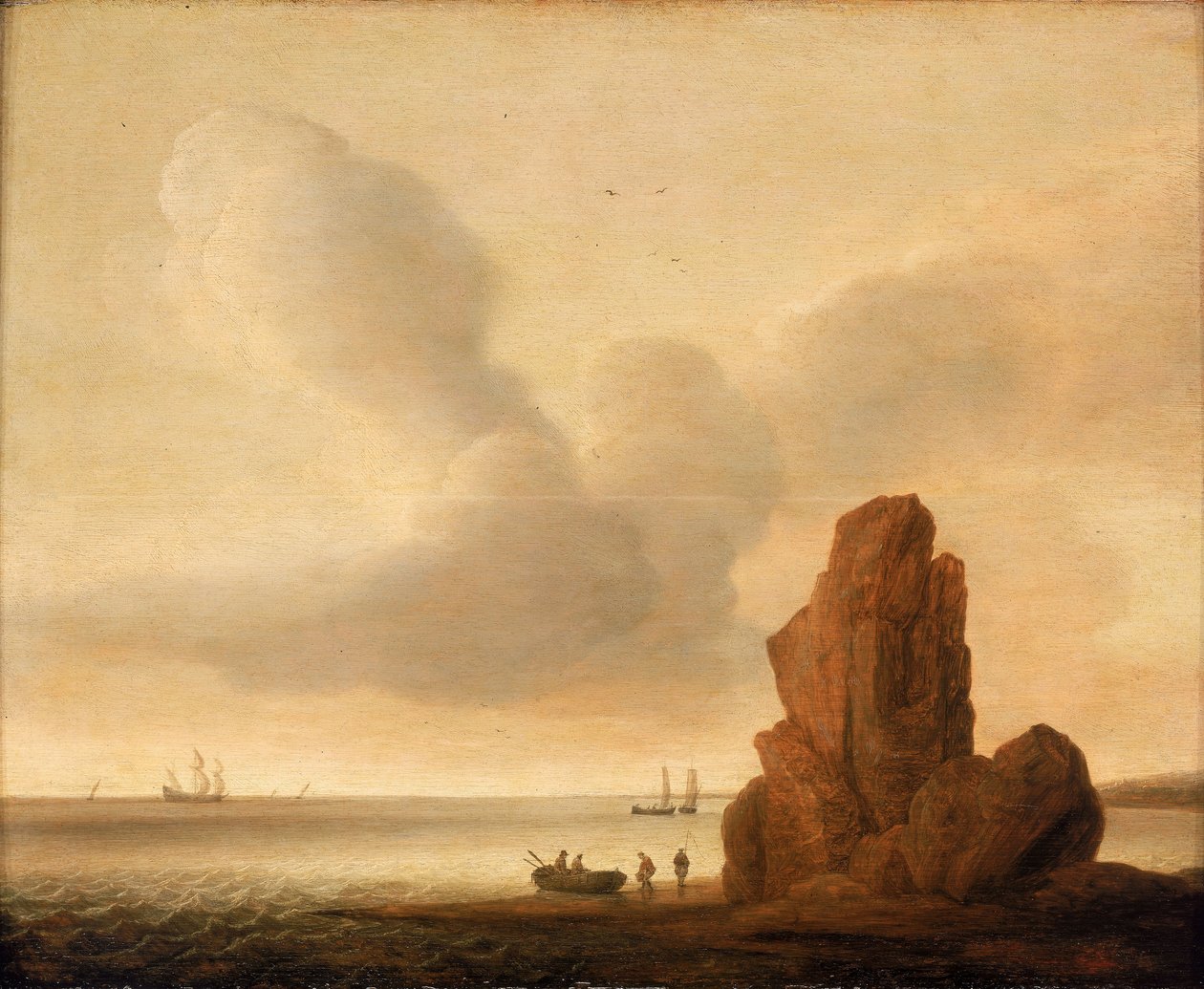 Kallio tyynellä merellä, 1600-luvun puoliväli tai loppupuoli (öljy paneelille). tekijältä Jacob de Gruyter