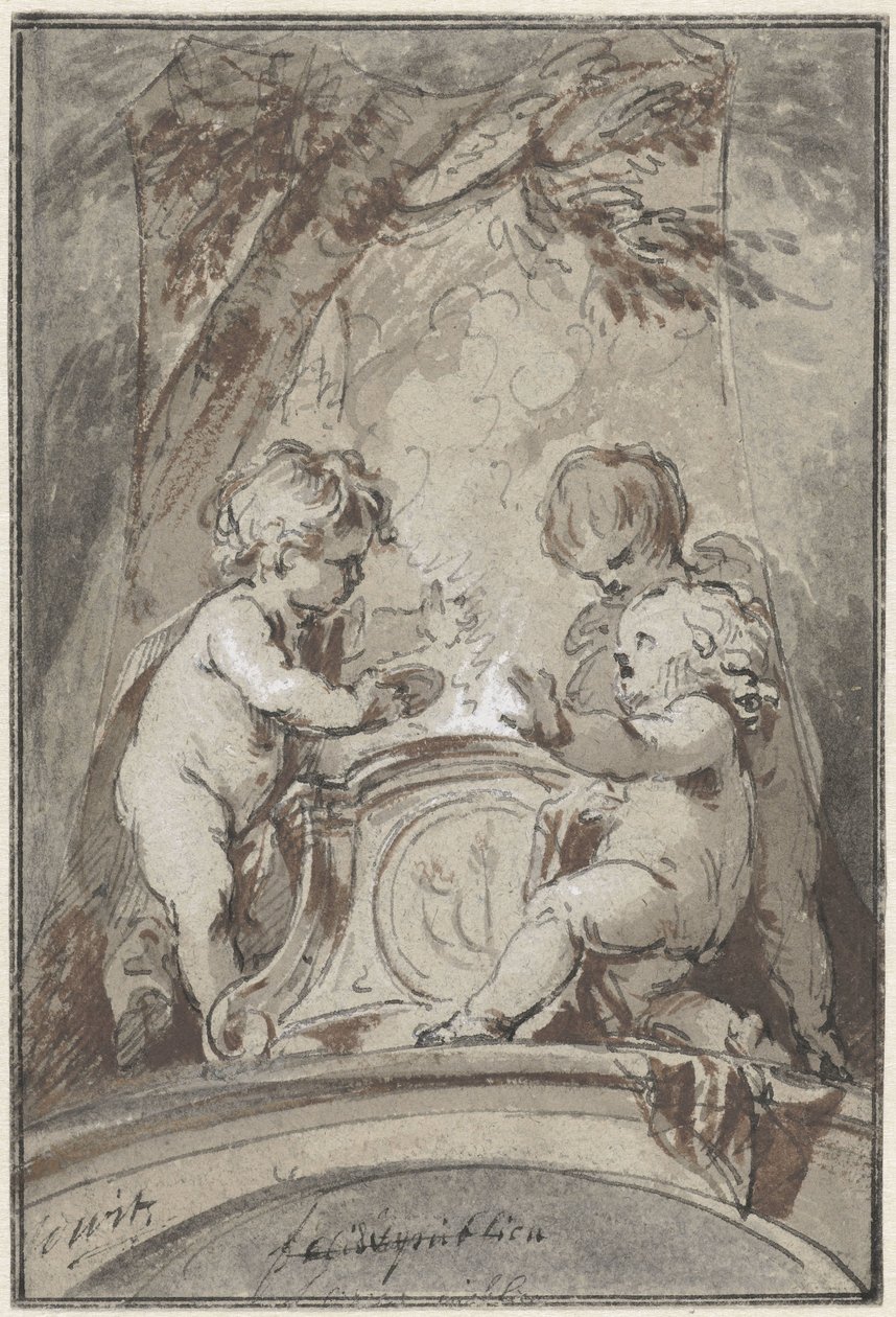 Allegoria kolmella putilla alttarilla tekijältä Jacob de Wit