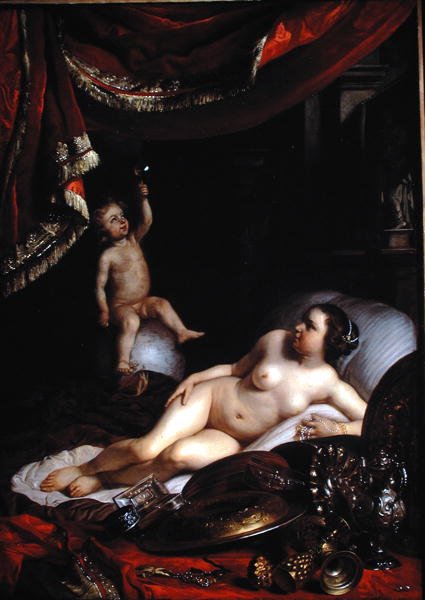 Allegorical Vanitas Homo Bullan (mies on kuin kupla) ja Woman Worldin (Lady World) kanssa 1654 (öljy kankaalle) tekijältä Jacob or Jacques van Loo