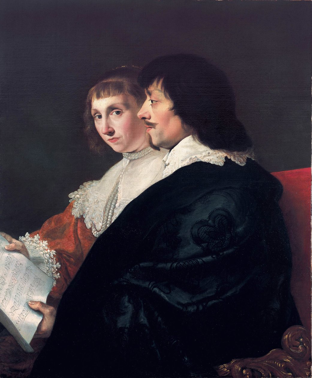 Constantijn Huygensin (1596-1687) ja Suzanna van Baerlen (1599-1637) kaksoismuotokuva. tekijältä Jacob van Campen