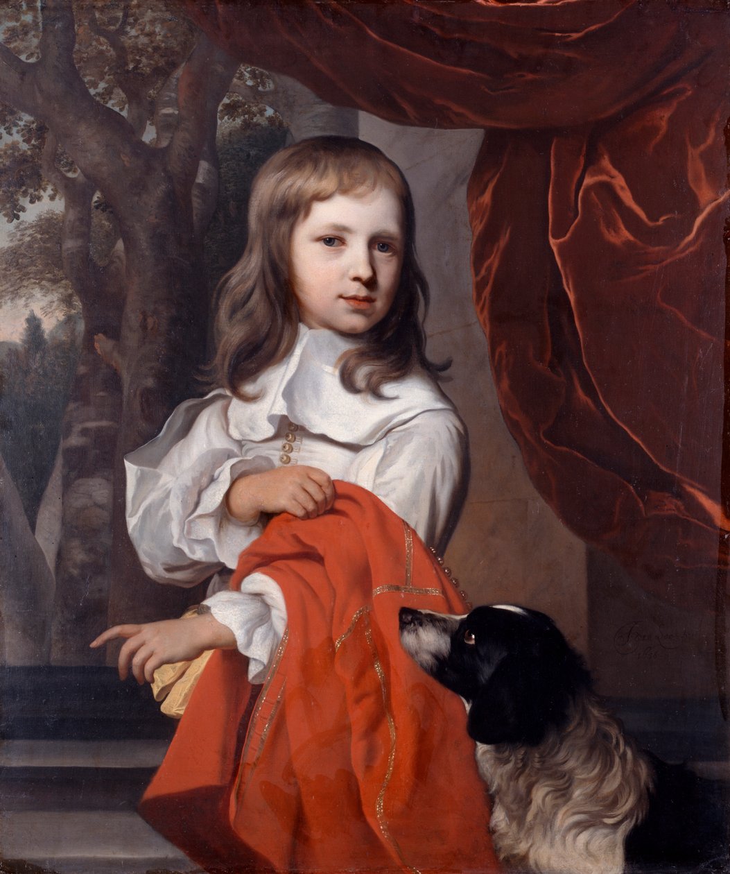 Muotokuva nuoresta pojasta koiran kanssa, 1658. tekijältä Jacob van Loo