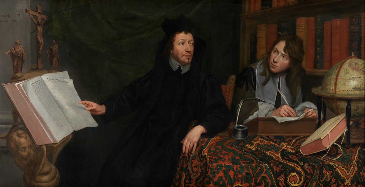 Retrato de um teólogo com seu secretário finlandês tekijältä Jacob van Oost