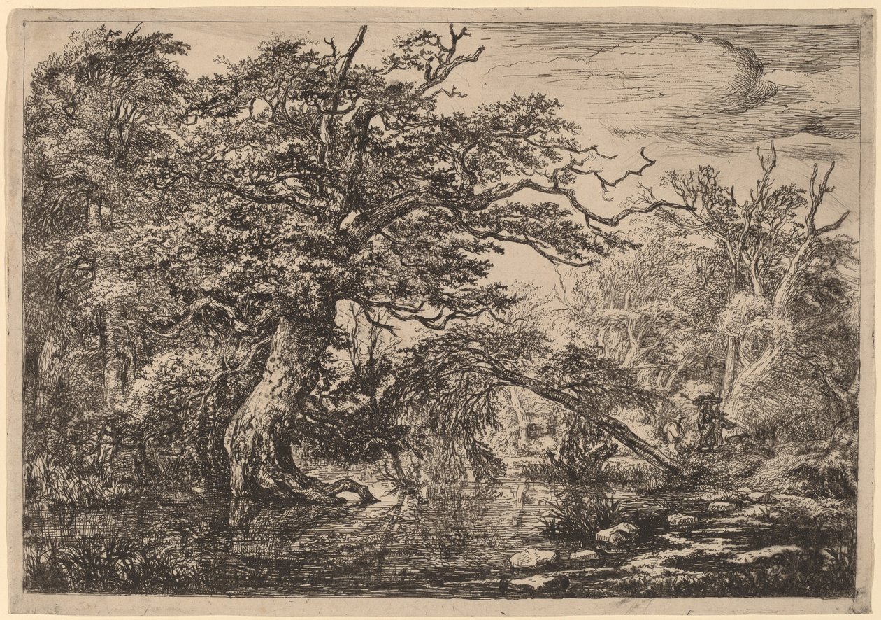 Metsäsuo matkustajien kanssa pankissa (The Travelers) tekijältä Jacob van Ruisdael