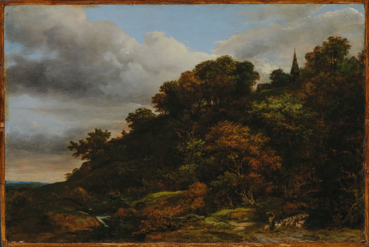 Metsäinen kukkula tekijältä Jacob van Ruisdael
