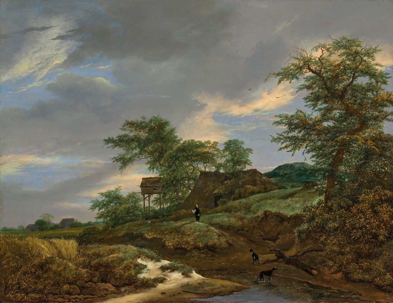 Dyynimaisema, jossa on talo ja kyyhkysenpesä tekijältä Jacob van Ruisdael