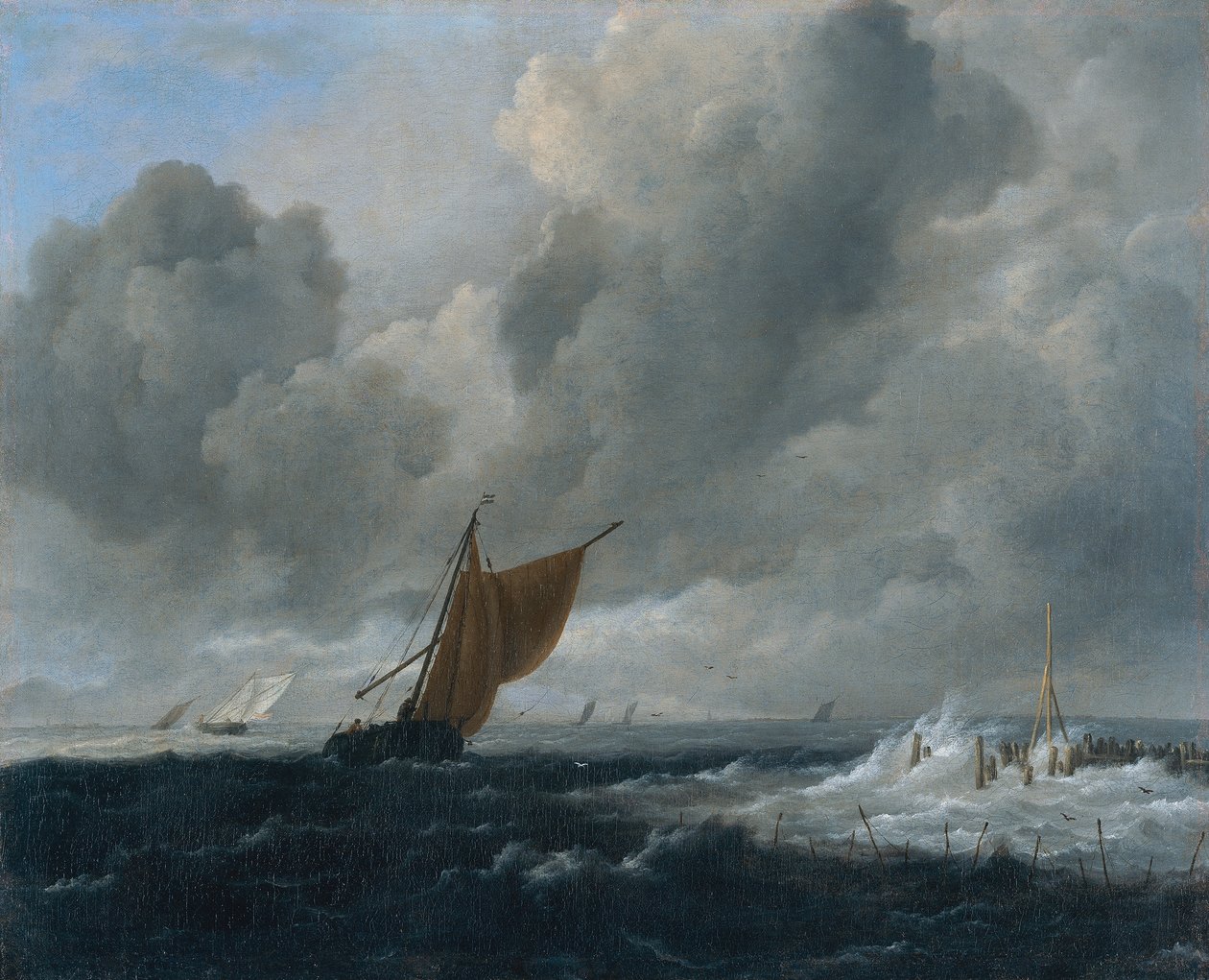Hollanti: Myrskyinen meri ja purjealukset Myrskyinen meri ja purjealukset tekijältä Jacob van Ruisdael